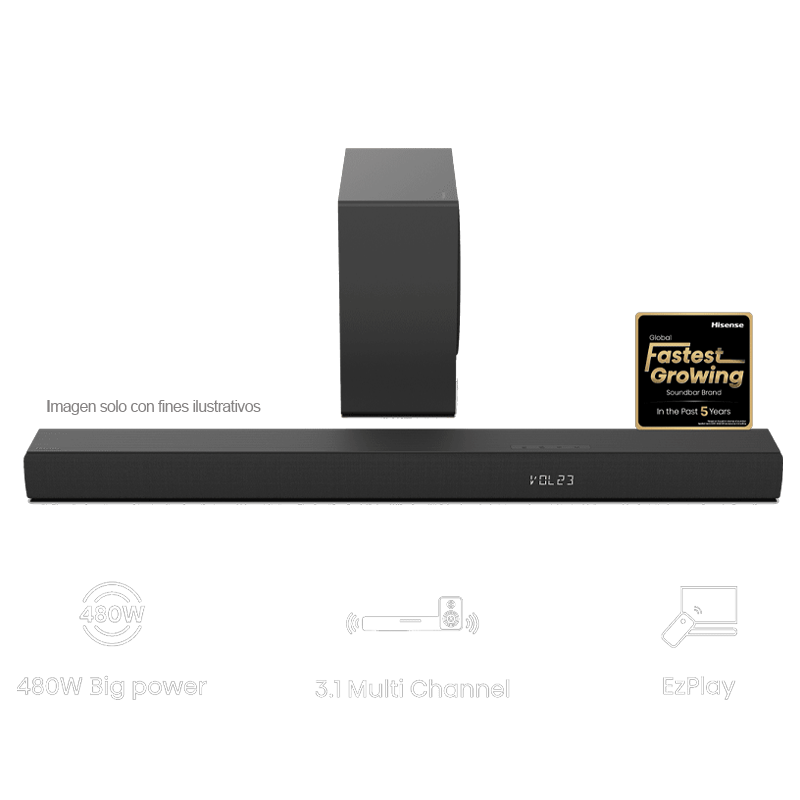 Barra de sonido HS3100 Hisense 3.1CH, SubWoofer 240W