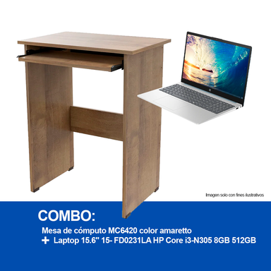Combo de laptop 15-fd0231la HP + Mesa de cómputo MC6420