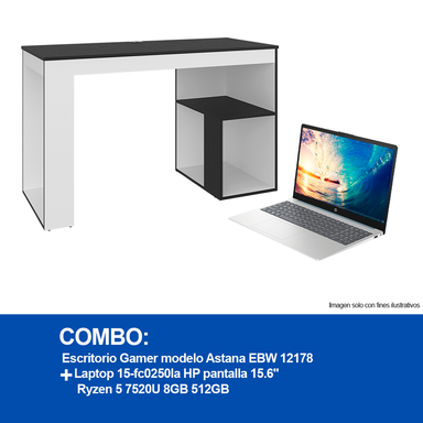 Combo escritorio Gamer Astana EBW 12178 + Laptop HP Modelo 15-fc0250la