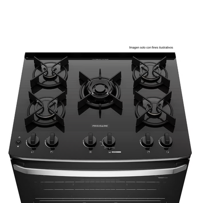 Estufa a Gas 30" FKGO30Z5BZB, mesa de vidrio templado, 5 quemadores (1 triple llama) Frigidaire.