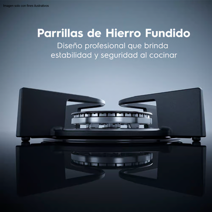Estufa a Gas 30" FKGO30Z5BZB, mesa de vidrio templado, 5 quemadores (1 triple llama) Frigidaire.