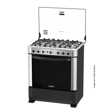 Estufa a gas de 30" (76cm) EMA7615FX0 Mabe, 6 quemadores, encendido electrónico por botón, parrillas de hierro fundid, horno de 109.83 litros