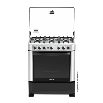 Estufa a gas de 30" (76cm) EMA7615FX0 Mabe, 6 quemadores, encendido electrónico por botón, parrillas de hierro fundid, horno de 109.83 litros