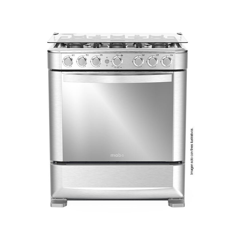 Estufa a gas de 30" (76cm) EMA7620FX0 Mabe, 6 quemadores, encendido electrónico por botón, parrillas de hierro fundid, horno de 109.83 litros
