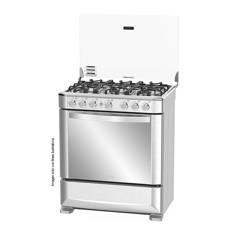 Estufa a gas de 30" (76cm) EMA7620FX0 Mabe, 6 quemadores, encendido electrónico por botón, parrillas de hierro fundid, horno de 109.83 litros