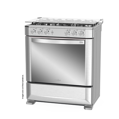Estufa a gas de 30" (76cm) EMA7628FX0 Mabe, 5 quemadores, encendido electrónico por botón, parrillas de hierro fundid, horno de 109.83 litros