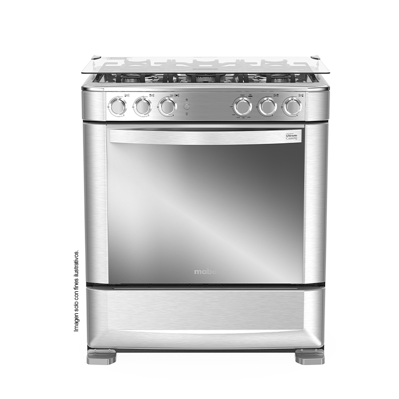 Estufa a gas de 30" (76cm) EMA7628FX0 Mabe, 5 quemadores, encendido electrónico por botón, parrillas de hierro fundid, horno de 109.83 litros
