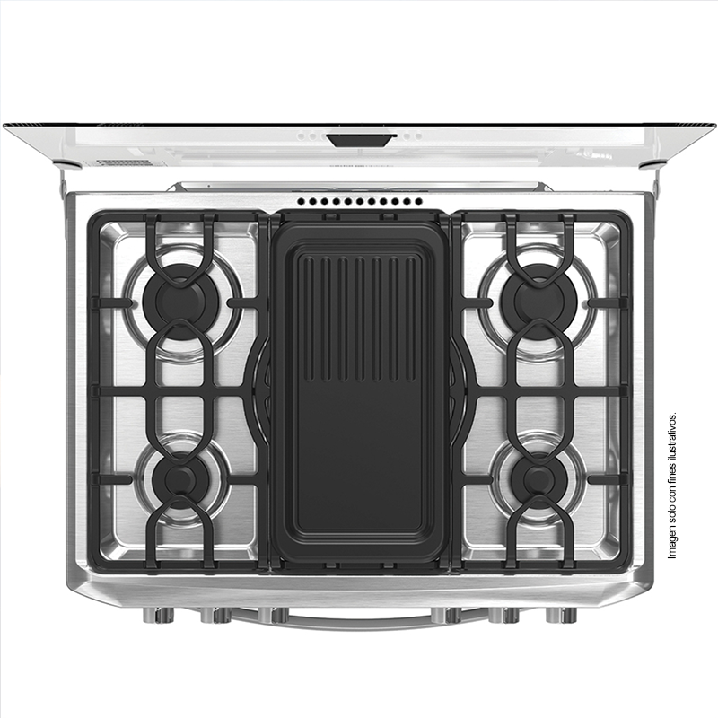 Estufa a gas de 30" (76cm) EMA7628FX0 Mabe, 5 quemadores, encendido electrónico por botón, parrillas de hierro fundid, horno de 109.83 litros
