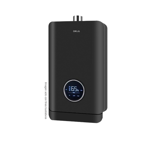 Calentador de agua a gas CLT21L Black, DRIJA encendido eléctrico automático, 35-65°C, panel de control Digital.