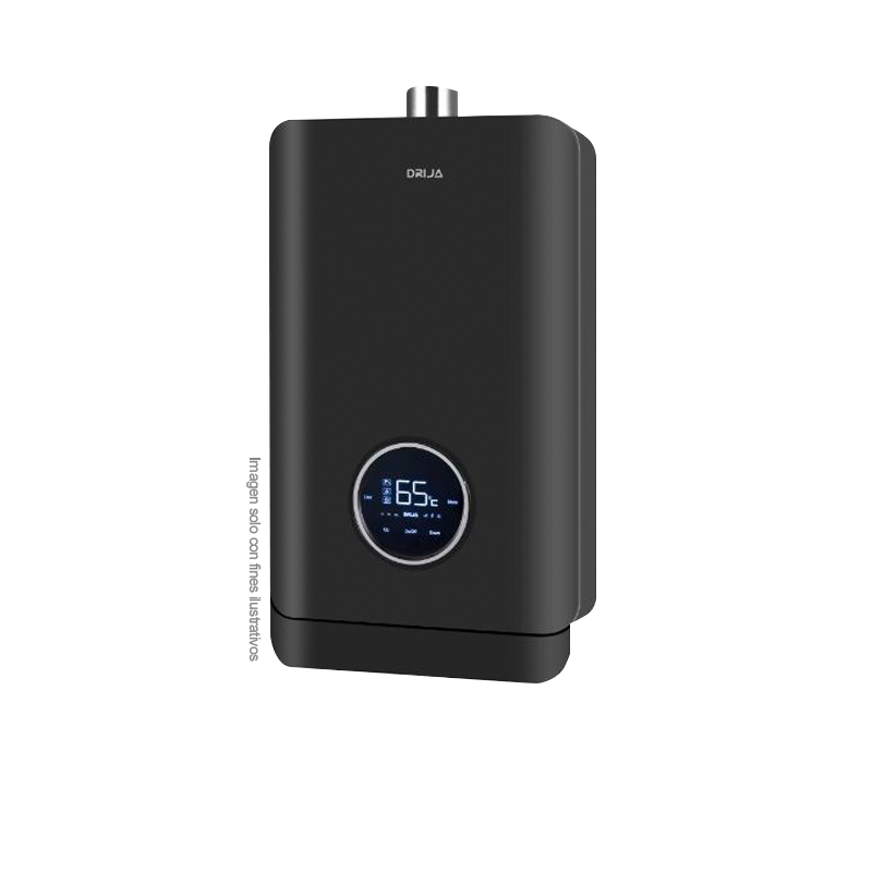 Calentador de agua a gas CLT21L Black, DRIJA encendido eléctrico automático, 35-65°C, panel de control Digital.
