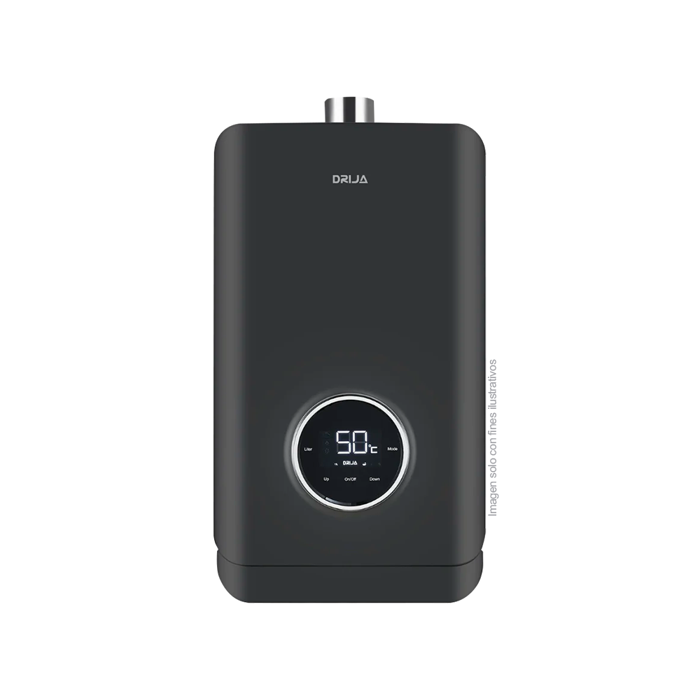 Calentador de agua a gas CLT13 BLACK Drija 13litros, color negro encendido eléctrico automático, 35 a 65°C