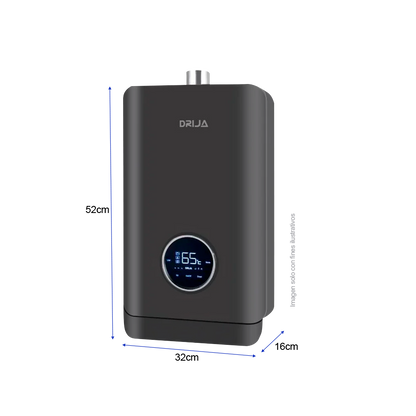 Calentador de agua a gas CLT13 BLACK Drija 13litros, color negro encendido eléctrico automático, 35 a 65°C