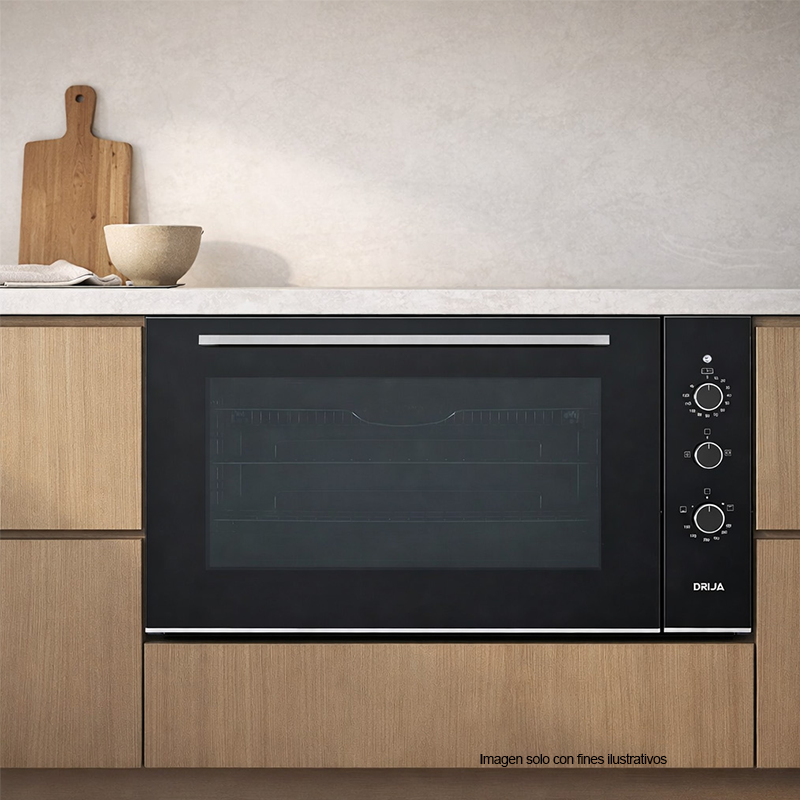 Horno empotrable a gas AMÉRICA 90 GAS-A Capacidad de 105 litros (3.71pc) diseño minimalista, triple vidrio templado en puerta, encendido eléctrico.