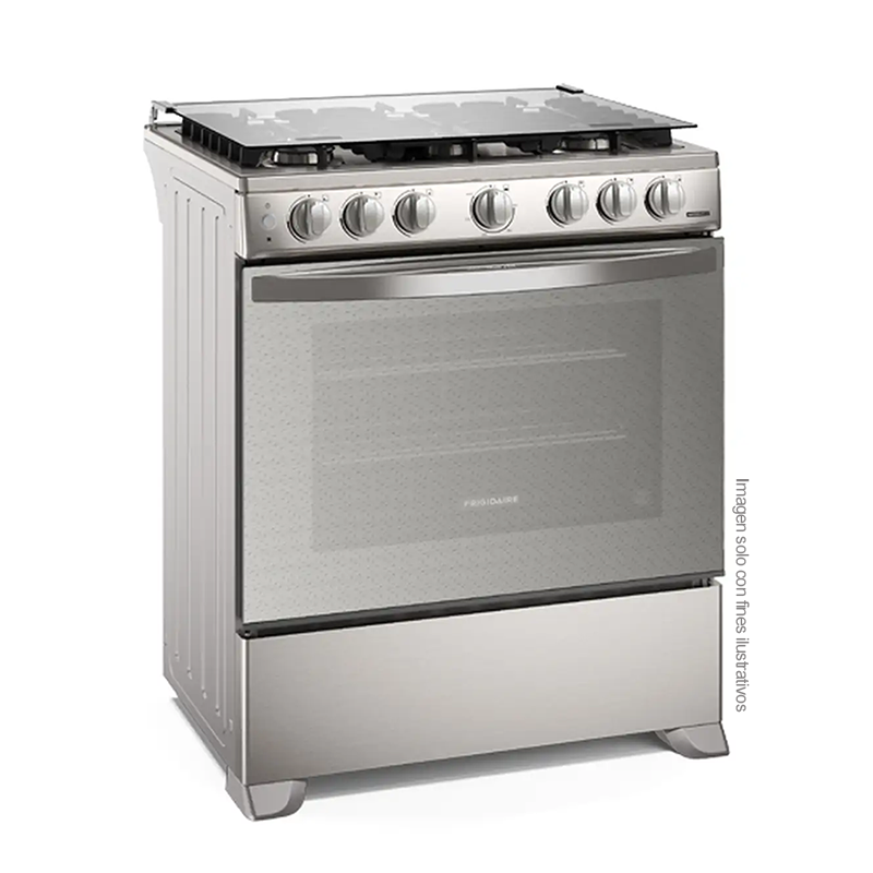 Estufa a gas de 30" FKGN30C3FYI, Frigidaire, 6 quemadores, encendido eléctrico, tapa de vidrio, acabado acero inoxidable espejado