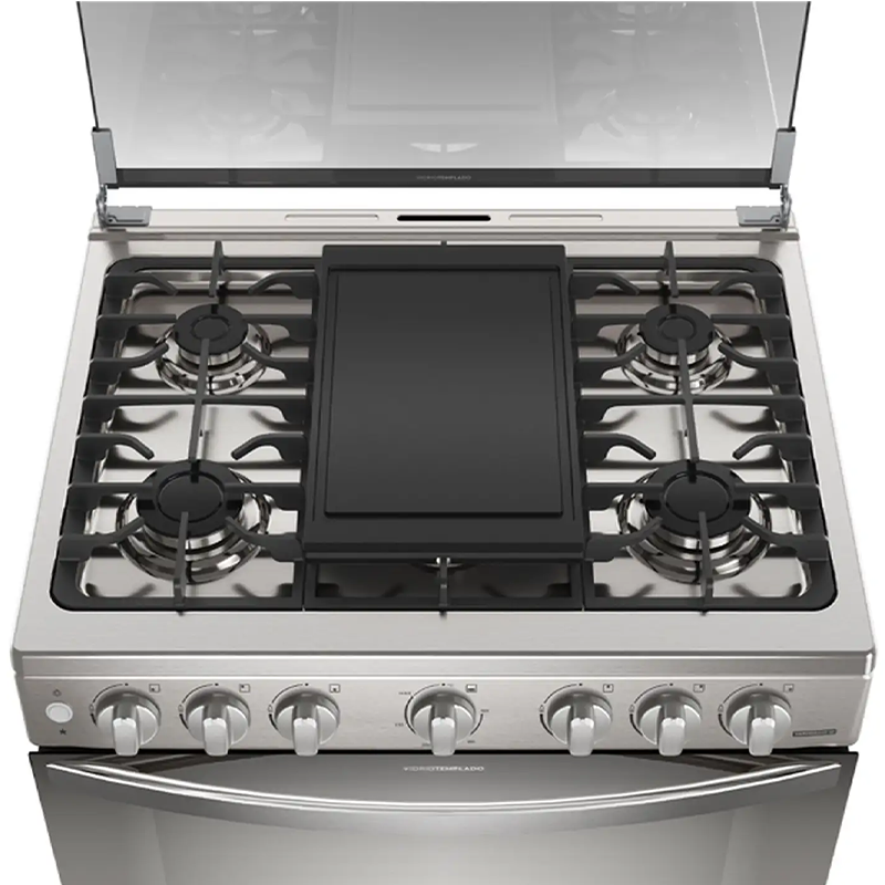 Estufa a gas de 30" FKGN30C3FYI, Frigidaire, 6 quemadores, encendido eléctrico, tapa de vidrio, acabado acero inoxidable espejado
