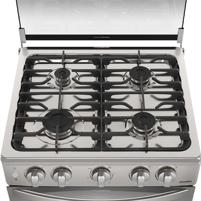 Estufa a gas de 24" FKGN24C3MYI Frigidaire, 4 quemadores, encendido eléctrico, tapa de vidrio, acabado acero inoxidable espejado