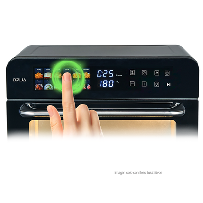 Horno freidora de aire Bruschetta 25L-B Drija, capacidad de 25 litros / 12 funciones pantalla digital