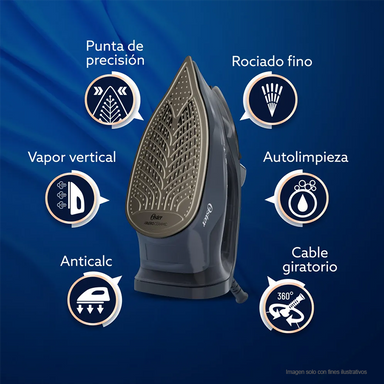 Plancha de vapor EOSTGCSTAC7002 Oster, incluye golpe de vapor vertical, cable giratorio 360°