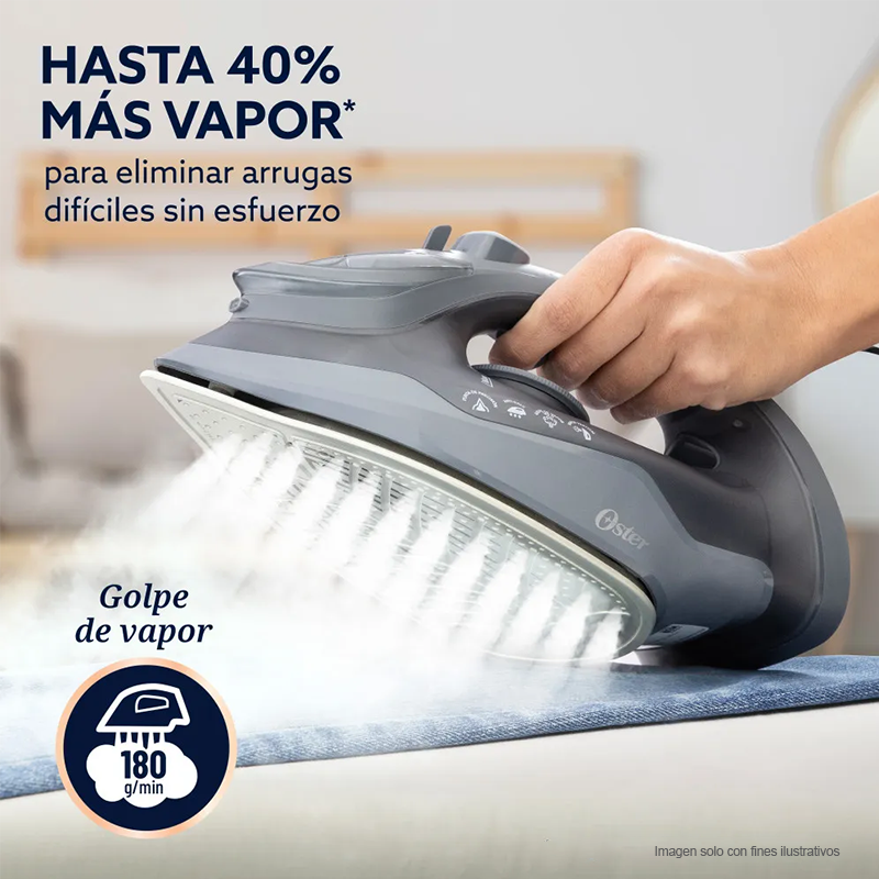 Plancha de vapor EOSTGCSTAC7002 Oster, incluye golpe de vapor vertical, cable giratorio 360°