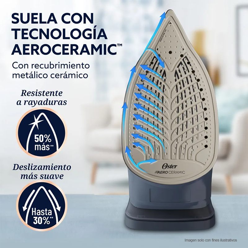 Plancha de vapor EOSTGCSTAC7002 Oster, incluye golpe de vapor vertical, cable giratorio 360°