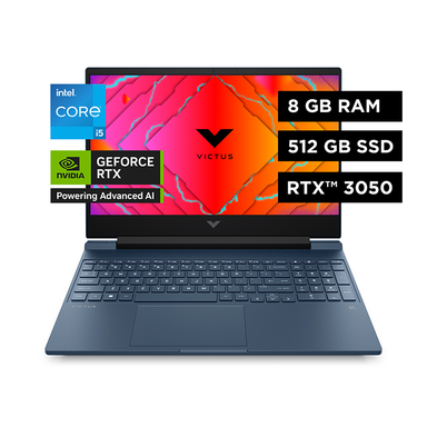 Laptop Victus Gaming 15-FA0021LA, HP, pantalla 15.6" procesador Intel Core i5-12450H 8GB, 512GB, RTX3050, color blue