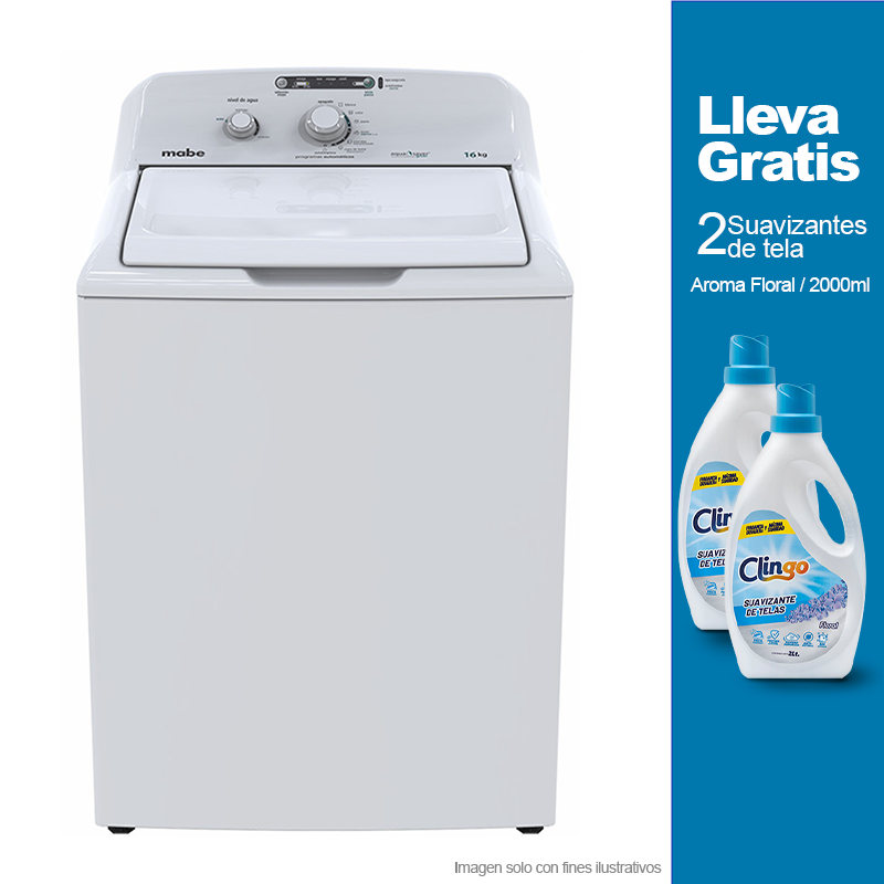 Combo de lavadora automática 16kg LMA76102CBAB0 Mabe + 2 Suavizante de tela Clingo 2000ml