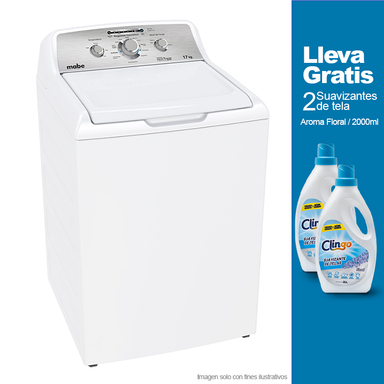 Lavadora automática 17 Kg LMA77113CBAB0 Mabe + 2 Suavizante de tela Clingo, aroma floral 2000ml