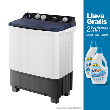 Lavadora semiautomática 11kg LMDX1123HBAB0 Mabe + 2 Suavizante de tela 2000ml Clingo