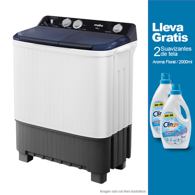 Lavadora semiautomática 13kg LMDX3123HBAB0 Mabe + 2 Suavizante de tela 2000ml Clingo