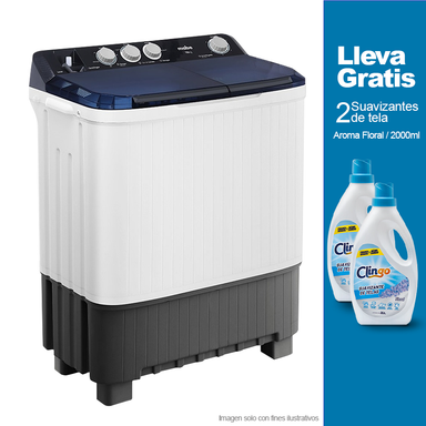Lavadora semiautomática 16kg LMDX6124HBAB0 Mabe + 2 Suavizante de tela 2000ml Clingo