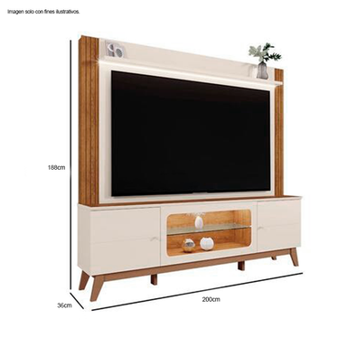 Centro de entretenimiento HOME MACEIO Color off White / canela Ideal para televisores de hasta 75"
