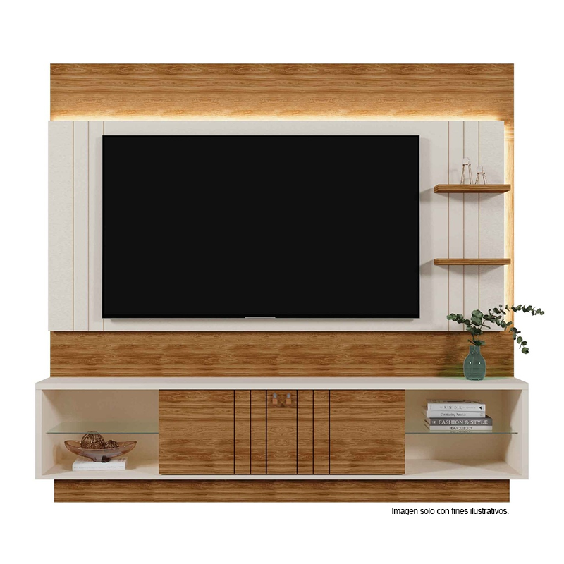 Centro de entretenimiento Home Guaiba, para TV hasta 65", color Off White / almendra