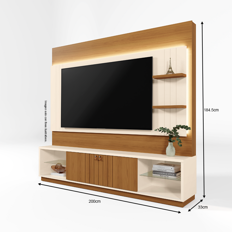 Centro de entretenimiento Home Guaiba, para TV hasta 65", color Off White / almendra