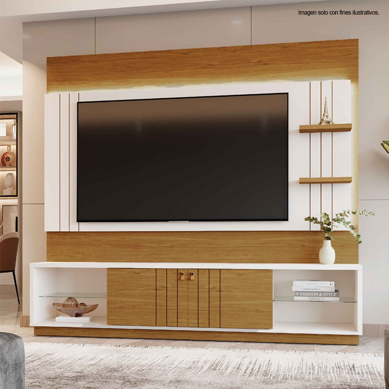 Centro de entretenimiento Home Guaiba, para TV hasta 65", color Off White / almendra