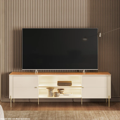 Mueble para TV Bancada Brasilia para televisores de hasta 75” color off white/canela