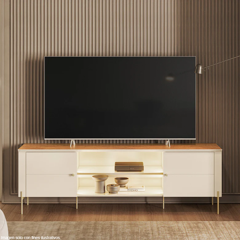 Mueble para TV Bancada Brasilia para televisores de hasta 75” color off white/canela