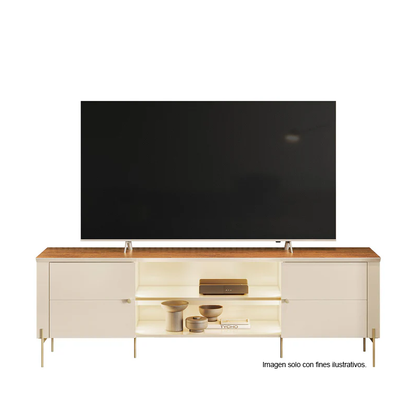 Mueble para TV Bancada Brasilia para televisores de hasta 75” color off white/canela