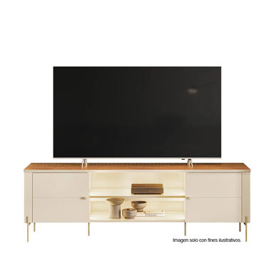 Mueble para TV Bancada Brasilia para televisores de hasta 75” color off white/canela