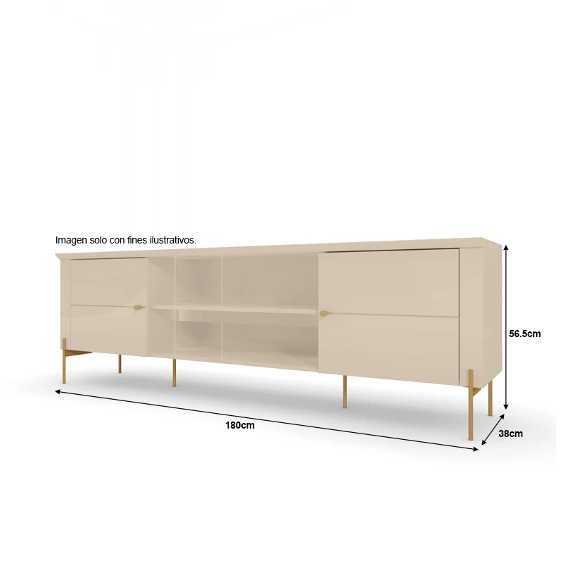 Mueble para TV Bancada Brasilia para televisores de hasta 75” color off white/canela