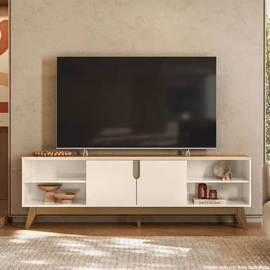 Mueble para TV Bancada Campinas soporta 75" color off white/almendra