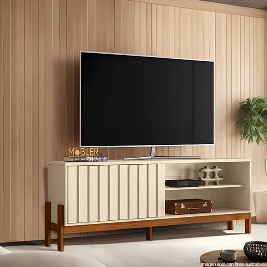 Mueble para TV Bancada New Aurora soporta 75" color perla metalizada/canela