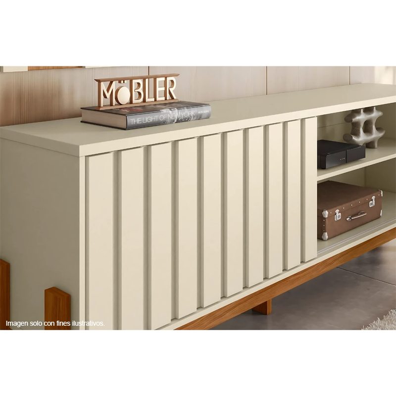 Mueble para TV Bancada New Aurora soporta 75" color perla metalizada/canela