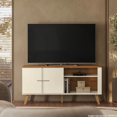 Mueble para TV Bancada Ilheus soporta 55" color off white/canela