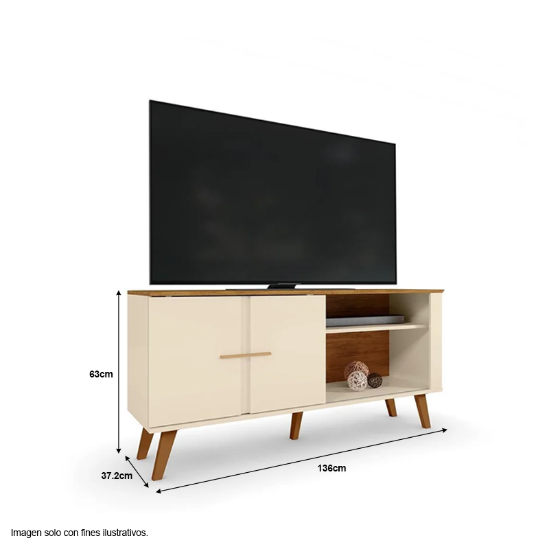 Mueble para TV Bancada Ilheus soporta 55" color off white/canela
