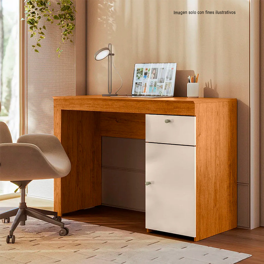Escritorio IRIS color canela / Off White, diseño contemporáneo.