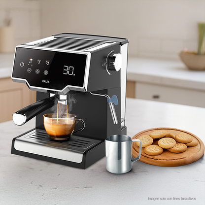 Cafetera Mocca 8T-B Drija ,8 tazas, diseño compacto, pantalla digital, 2 funciones preestablecidas Espresso y Capuccino.