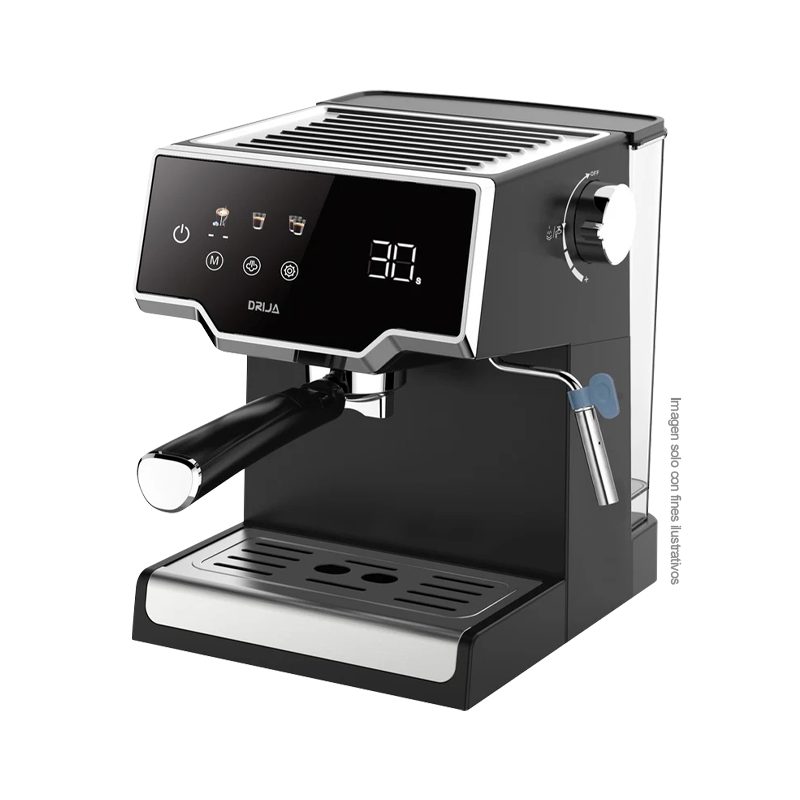 Cafetera Mocca 8T-B Drija ,8 tazas, diseño compacto, pantalla digital, 2 funciones preestablecidas Espresso y Capuccino.