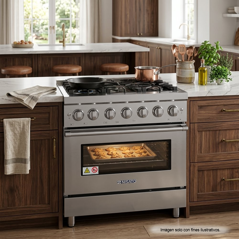 Estufa a gas 30" NPX-7876GRS7 Nisato. 5 quemadores, superficie de acero inoxidable.