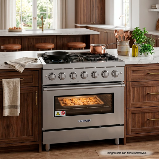 Estufa a gas 30" NPX-7876GRS7 Nisato. 5 quemadores, superficie de acero inoxidable.