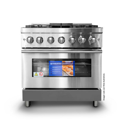 Estufa a gas 30" NPX-7876GRS7 Nisato. 5 quemadores, superficie de acero inoxidable.